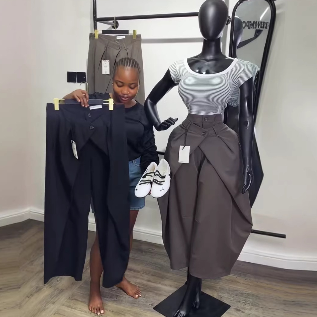 Pantalon large pour femme, coupe slim, taille haute, droit, style Y2K, streetwear élégant, décontracté, été 2026