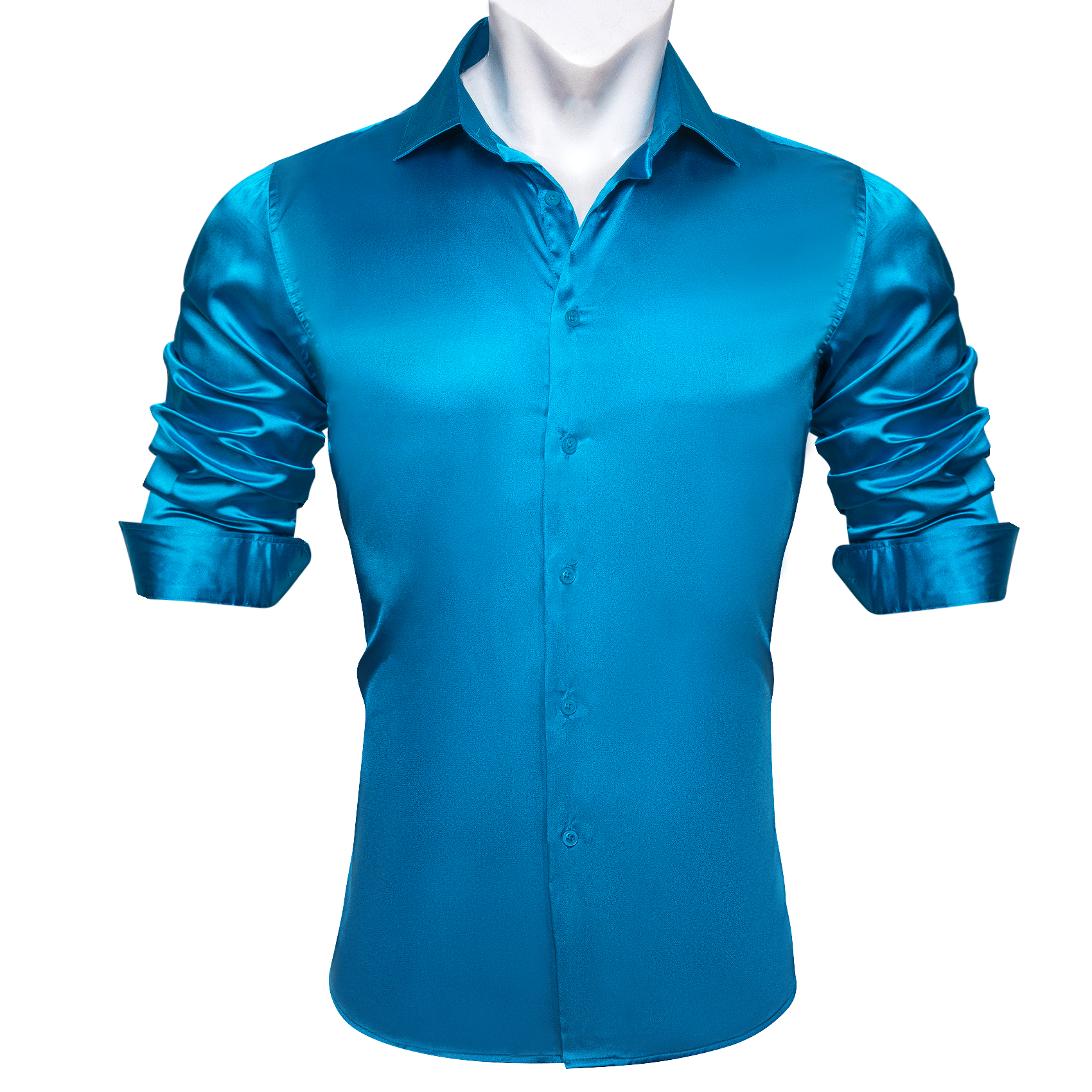 Chemises en soie à manches longues pour homme, vêtement de luxe, couleur unie, vert, bleu, rouge, sarcelle, argent, or, rose, noir, Orange, printemps, automne