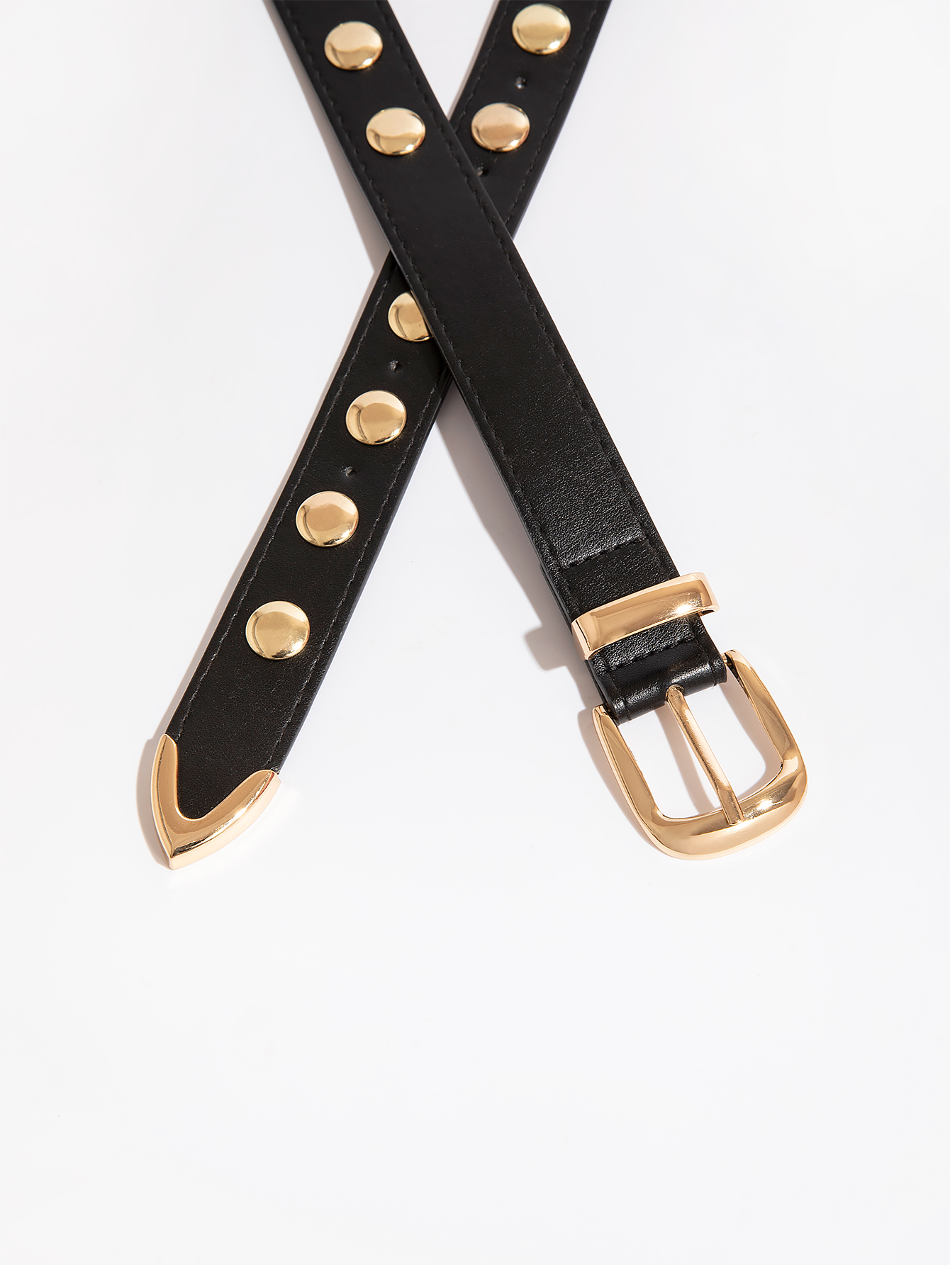 Ceinture à boucle ardillon à rivets ronds punk y2k pour femmes, or et argent pour jeans, une ceinture décorative polyvalente adaptée aux voyages quotidiens