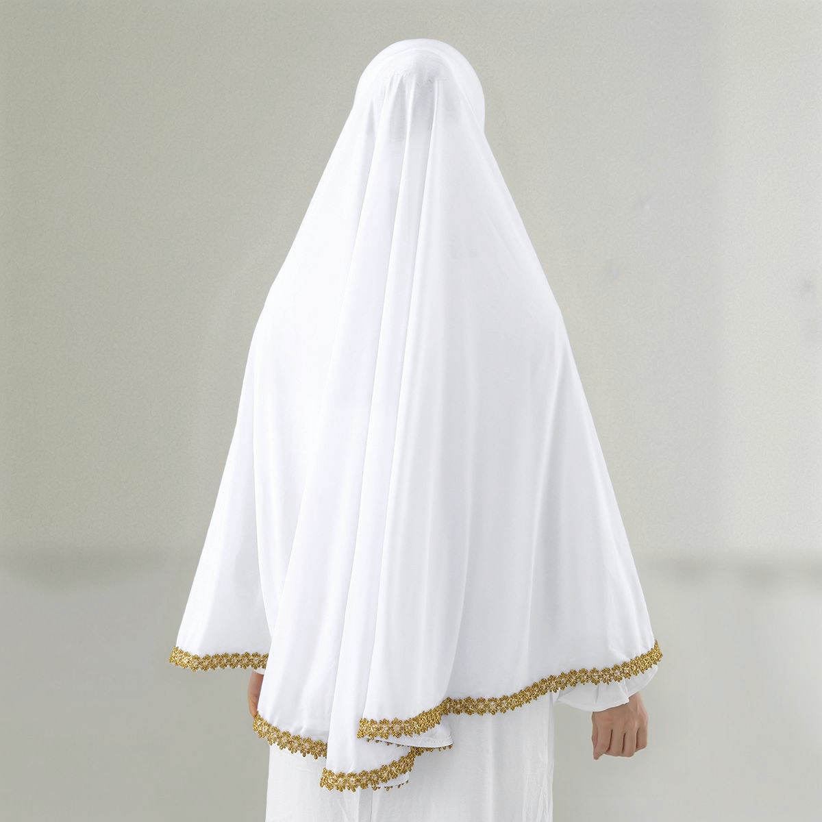 Abayas musulmanes à couverture intégrale avec bordure en dentelle scintillante, hijab instantané uni pour femmes, en coton et chanvre de qualité supérieure, robe de prière pour le Ramadan