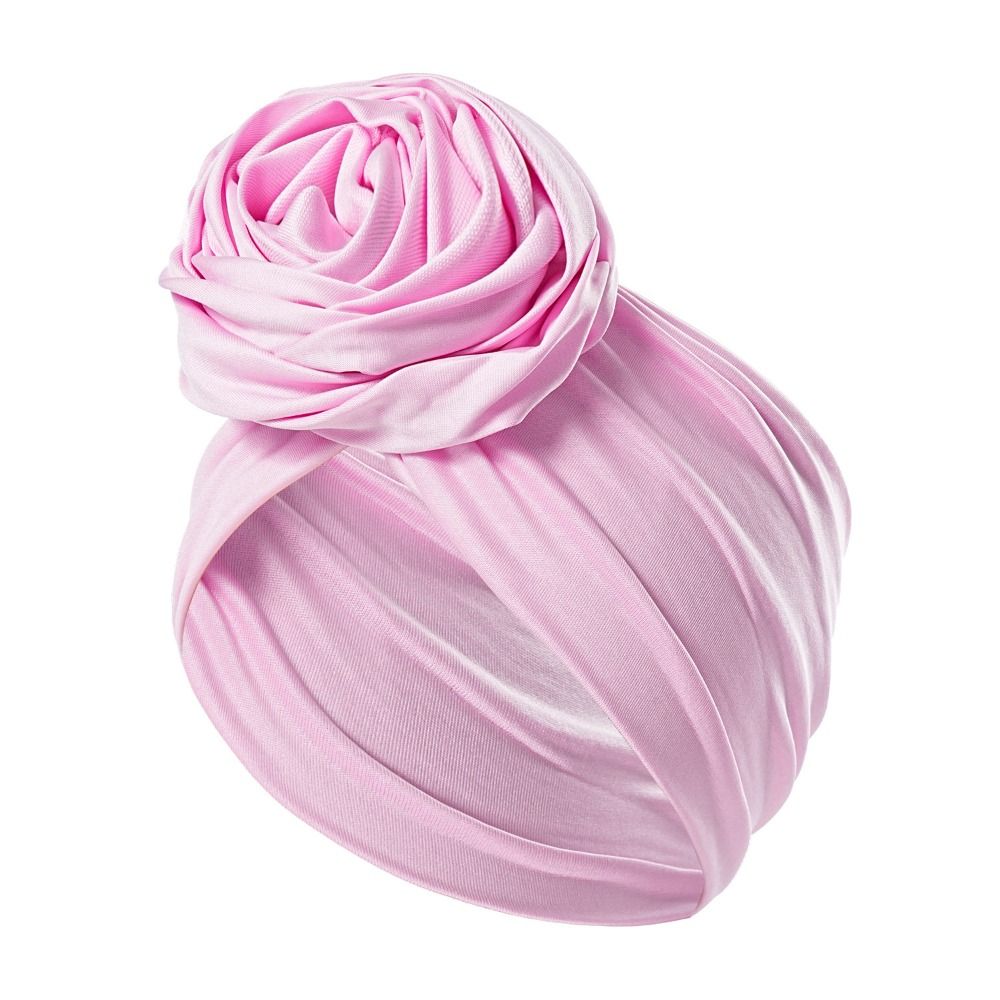 Soie brute grande fleur de Rose bandeau respirant élastique Boho fleur Bandana léger femmes africaines Turban enveloppement femmes et filles