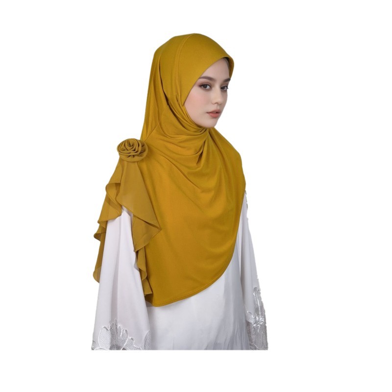 Mode femmes Hijab Cap châle élégant doux malaisie côté fleur dentelle enveloppes longue écharpe foulards