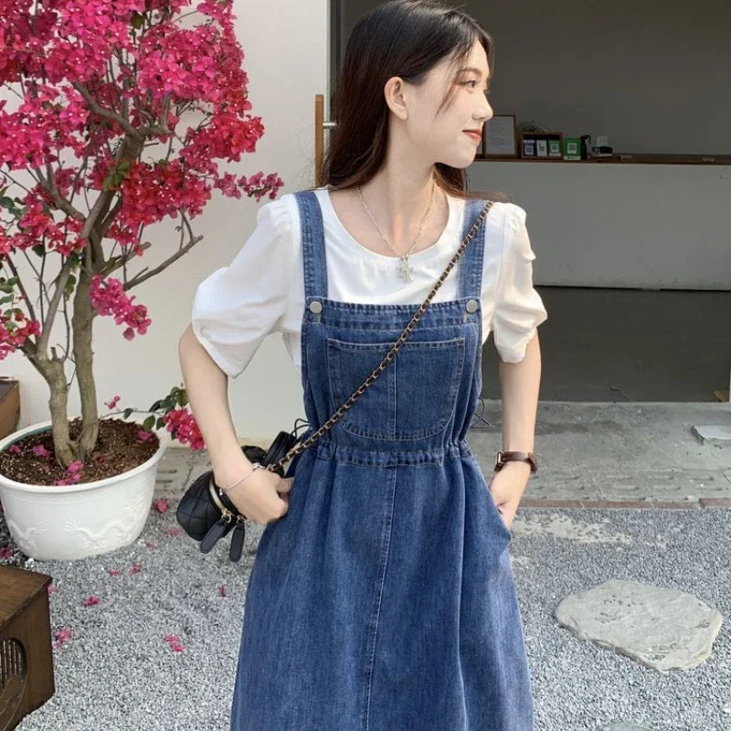 2025 mode femmes Denim jupe à bretelles printemps été casual sangle femme taille haute a-ligne solide à lacets femme jupes