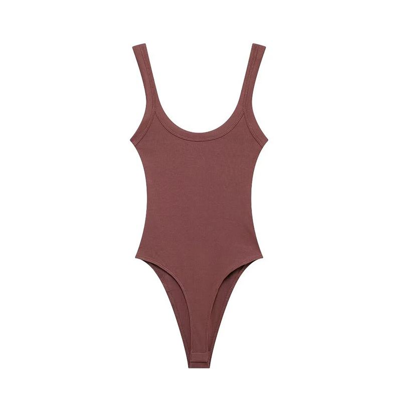 Body côtelé slim pour femmes, bretelles à col rond, boutons-pression, combishort féminin, mode Sexy