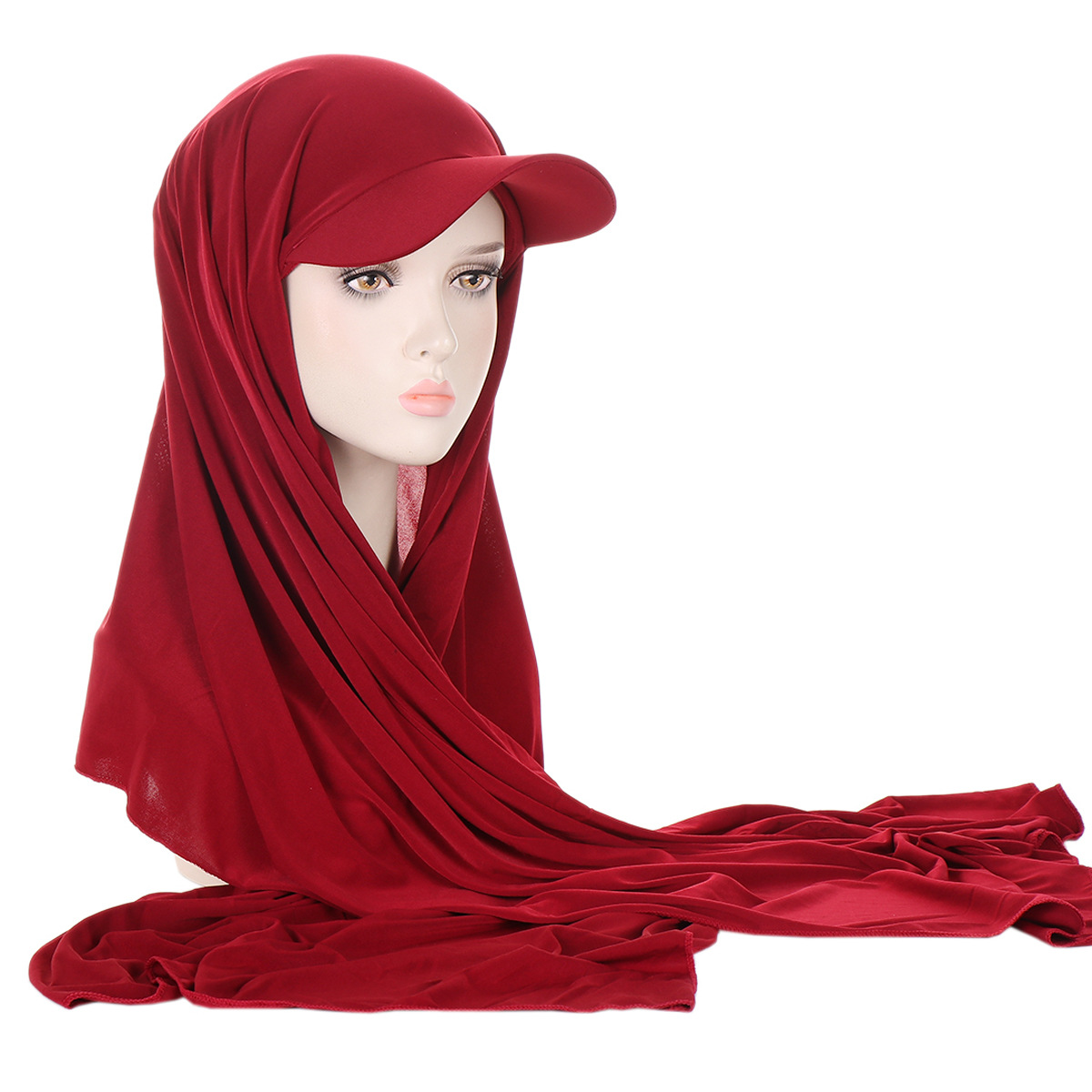 Nouveau Hijab Sportif Instantané en Jersey Tendance 2026 pour Femmes Musulmanes avec Casquette de Baseball Intégrée – Prêt-à-porter pour l'Été