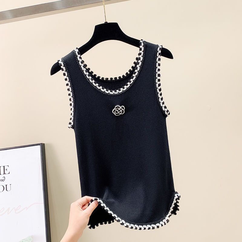 T-shirt col rond femme, estival et chic, à la mode, avec broderie imprimée