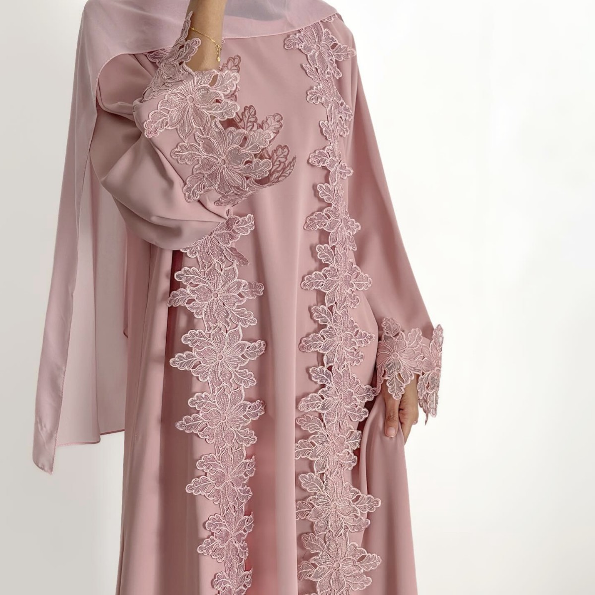 Robe d'Aïd, Abaya, Ensemble de 2 pièces, Cardigan en dentelle, Robe pour femmes musulmanes, Tenue de fête du Ramadan, Abayas de Dubaï, Kaftan, Vestidos, Jalabiya
