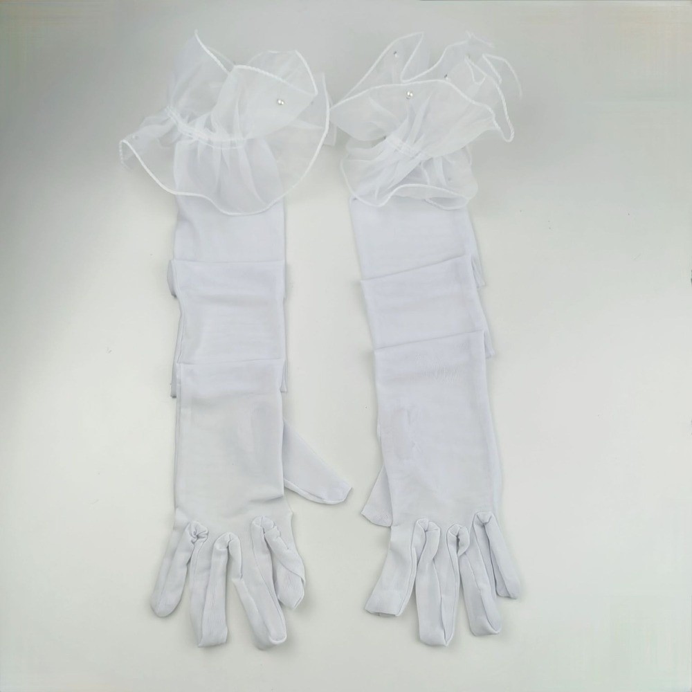 Gants longs en soie noire tendance avec dentelle transparente et perles, gants d'étiquette, manches de protection solaire pour femme