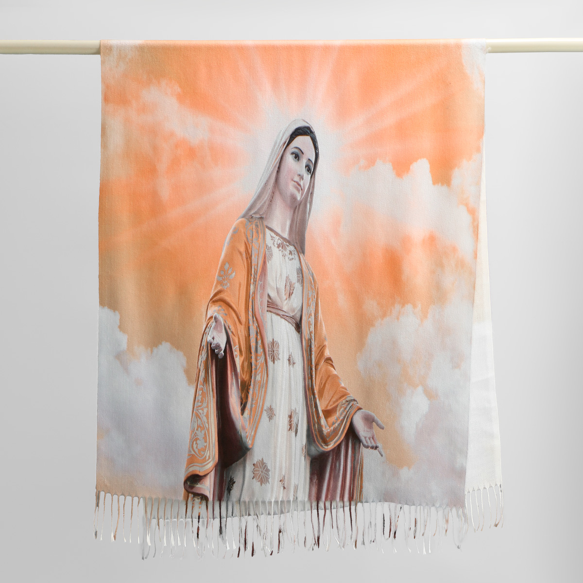 Nouvelles femmes vierge marie Portrait imprimer cachemire écharpe gland châle épais Fatima châle enveloppement hiver ethnique prière écharpe 180*70 cm