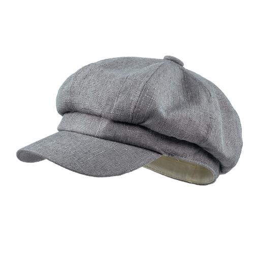 Casquette fine gavroche en coton et lin pour femmes, chapeaux béret pour femmes, casquette octogonale beige solide vintage, casquette d'artiste pour garçon boulanger, été