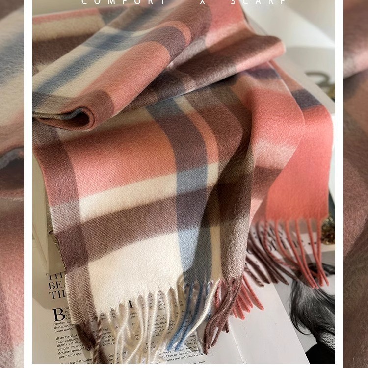 Écharpe australienne 100% laine pour femmes, écharpe longue et étroite pour Couple à carreaux minimaliste, chauffe-cou polyvalent pour l'hiver
