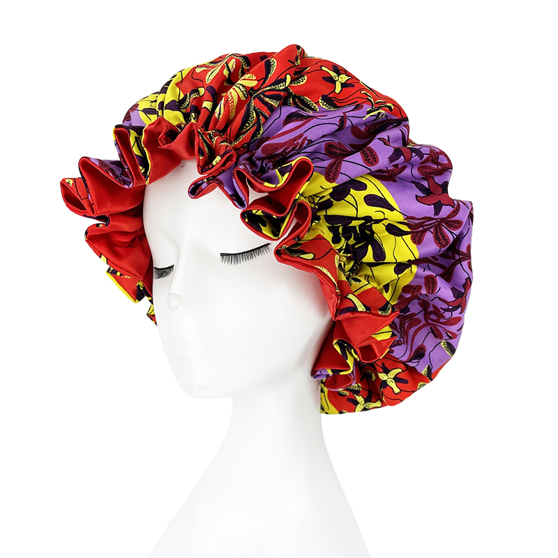 Motif africain imprimé Bonnet Hijabs chapeau femmes nuit bonnet de sommeil Double couche Satin Turban Extra Large tête porter dame tête chapeau enveloppant