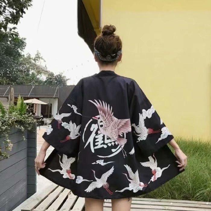 Kimono unisexe imprimé grue Vintage 3d, haut à la mode, Cardigan décontracté, vêtements Yukata, Streetwear japonais, vêtements traditionnels