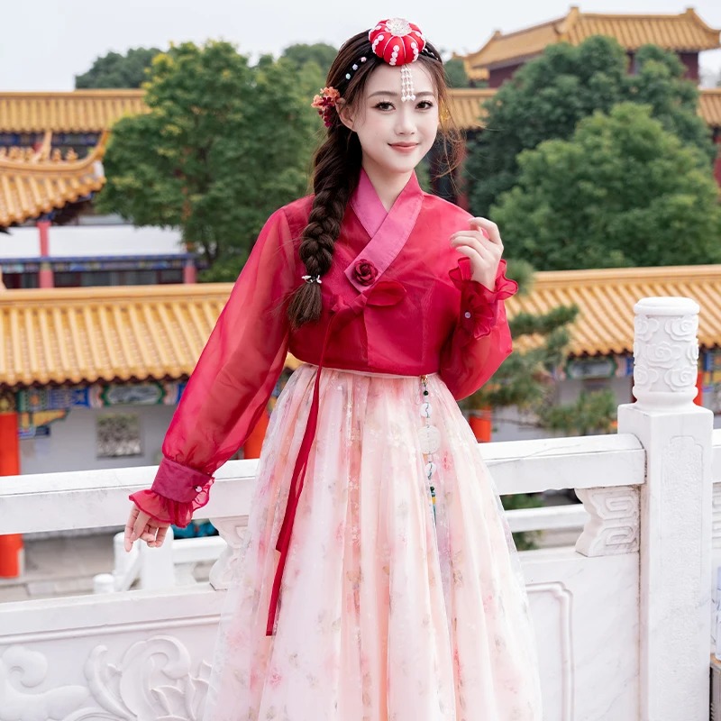 Robe Hanbok coréenne pour femmes, Costume de danse sur scène traditionnel ancien, robe de danse de spectacle de palais minoritaire