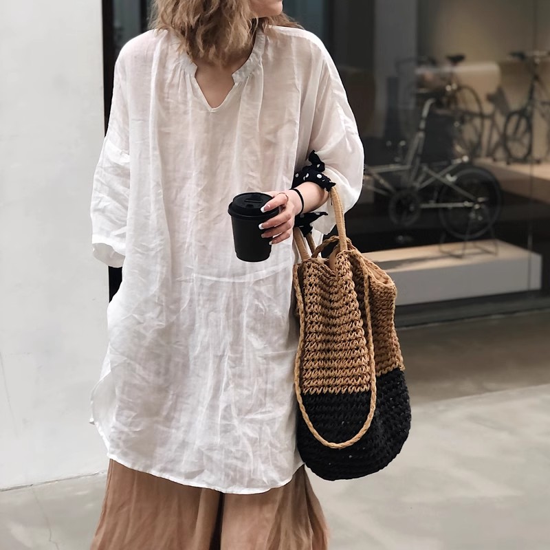 Été automne Blouse ample femmes chemises mode femme à manches longues coton et lin Blouse hauts pullover chemises décontractées