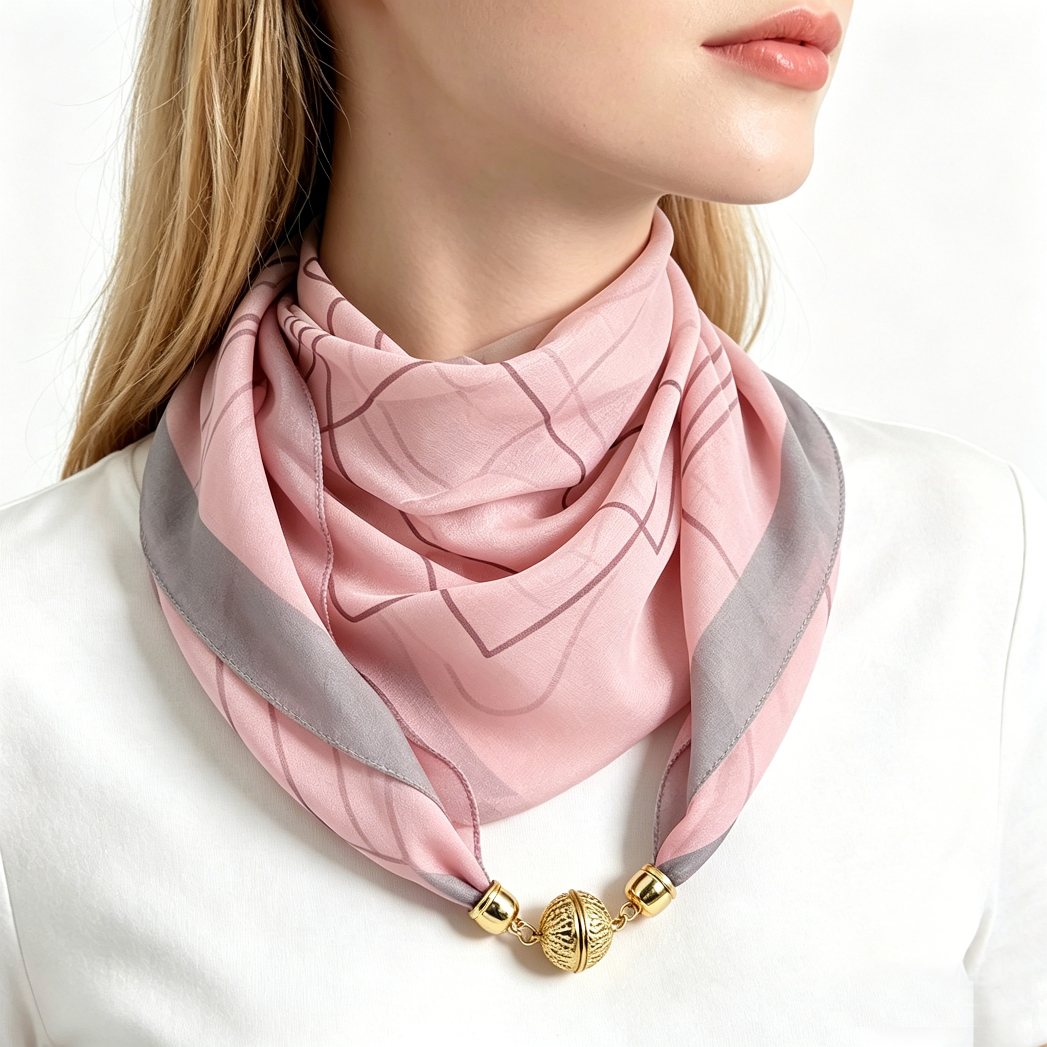 Écharpe de cou à imprimé rayé avec boucle magnétique, fixation rapide et facile, sans nœuds complexes, foulard tour de cou