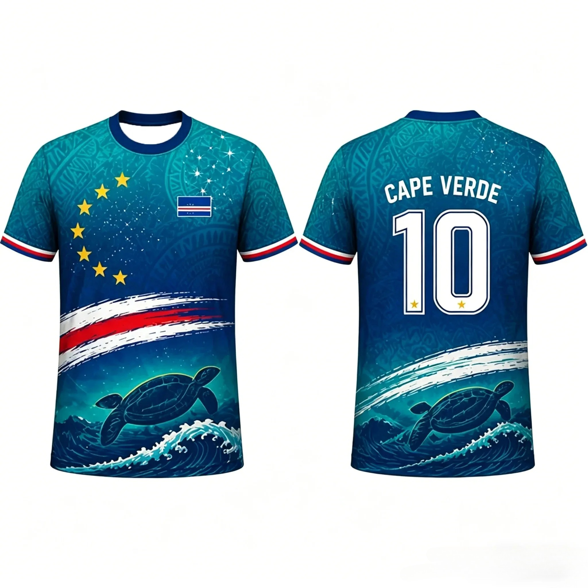 Maillot de football Cap-Vert, imprimé tropical 3D, adapté aux enfants et aux adultes, idéal pour l'entraînement, le fitness et la course à pied.