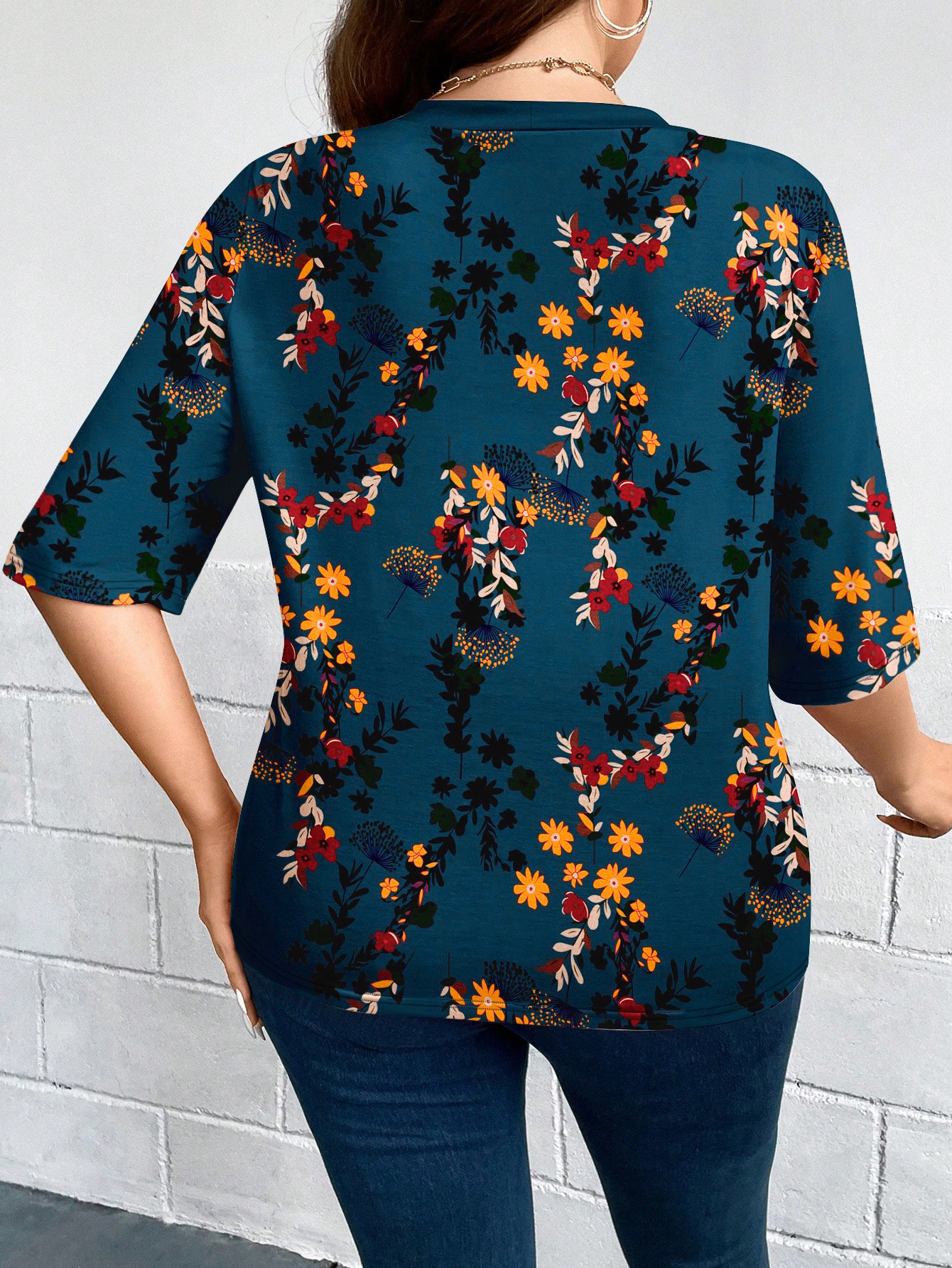 Cardigan floral à manches courtes pour femme, grande taille, imprimé floral bleu sarcelle, haut superposé ouvert sur le devant pour le printemps et l'automne