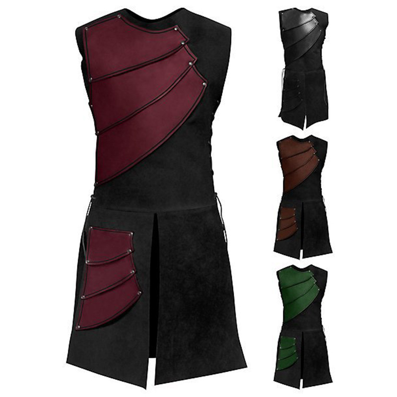 Archer médiéval en cuir pour hommes, armure rétro viking, cosplay de la Renaissance, costume de fête à thème Y, mode chaude, patchwork de fibres