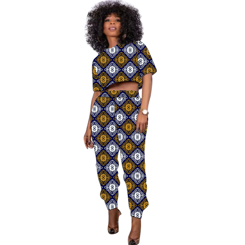 Tenue imprimée africaine pour femmes, ensemble court en Y, pantalon de jogging, vêtements féminins décontractés Ankara, été