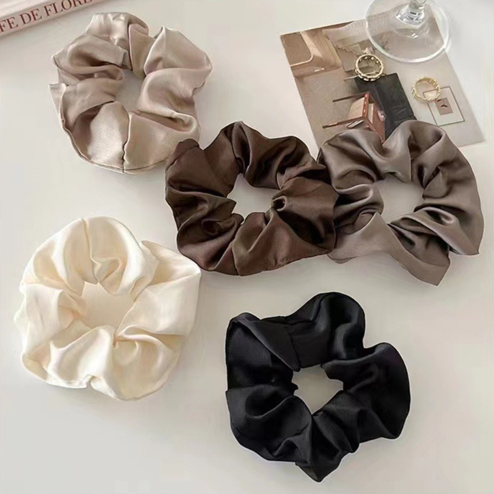 Chouchous de luxe en Satin, 5 pièces, tons de soie douce, comme des attaches pour cheveux, parfaits et élégants, Styles quotidiens, Look minimaliste, accessoires pour cheveux chics