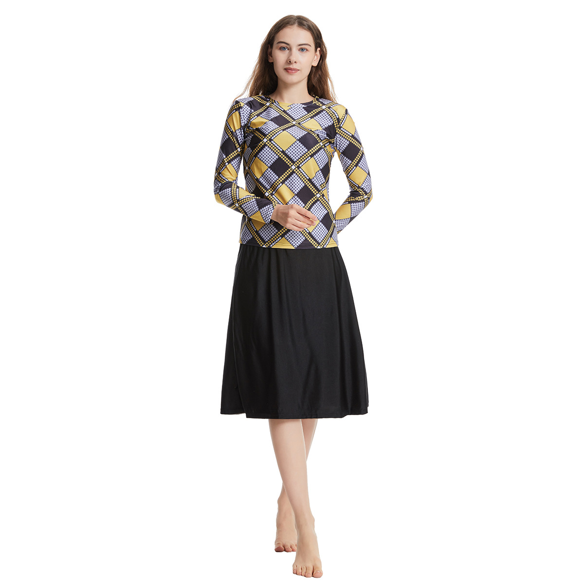 Maillot de bain islamique élégant pour femmes, body à manches longues + jupe + chapeau, 3 pièces, vêtements de plage musulmans et Sexy pour filles, s-xxxl