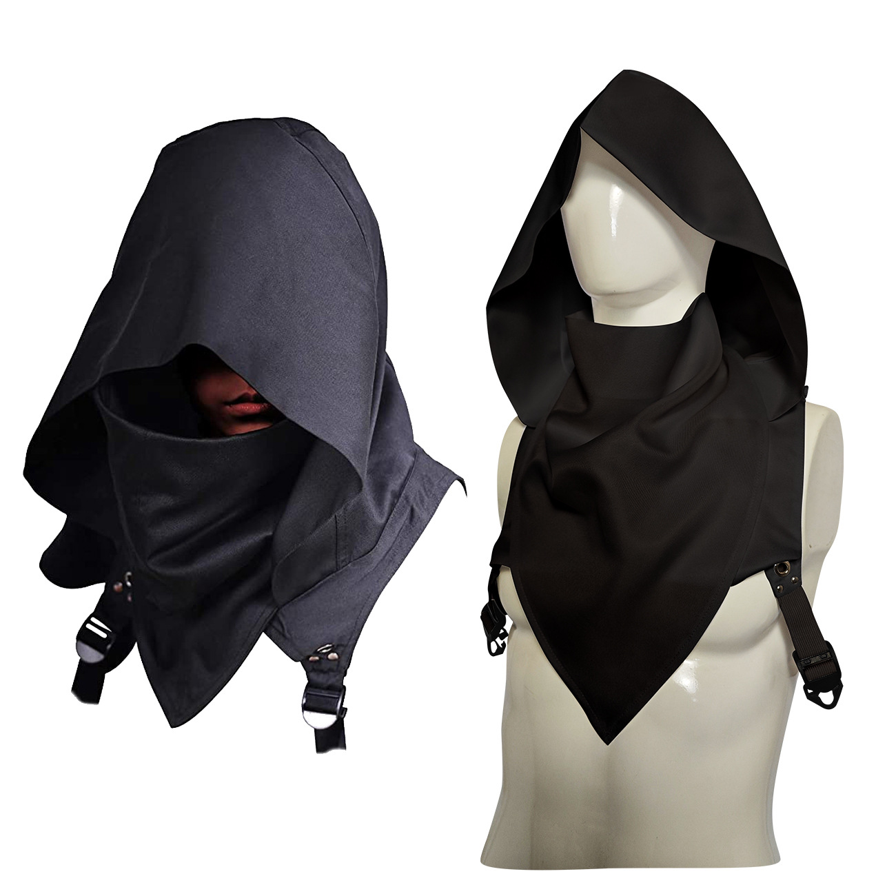 Cape à capuche adulte, costumes cyberpunk, accessoire païen, chapeau tueur médiéval, costume de guerrier et usage quotidien