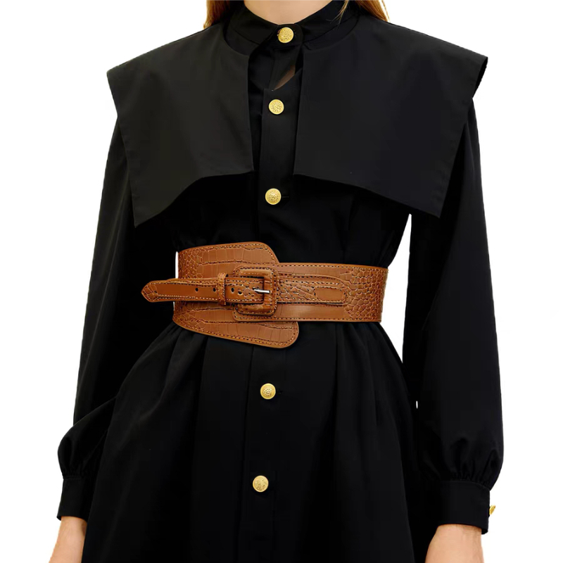 Ceinture large rétro pour femme avec élastique, ceinture noire de haute qualité, tendance populaire pour robe, ceinture décorative