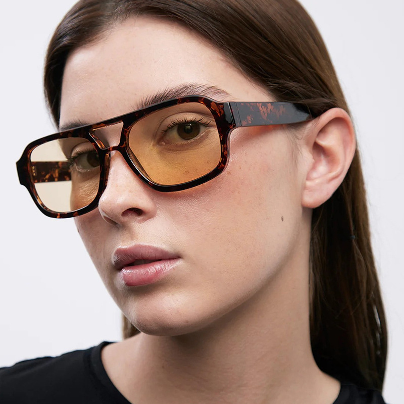 Grandes lunettes de soleil carrées 2025 lunettes de soleil de mode pour femmes hommes lunettes tendance lentille jaune rétro Vintage lunettes voyage 307440