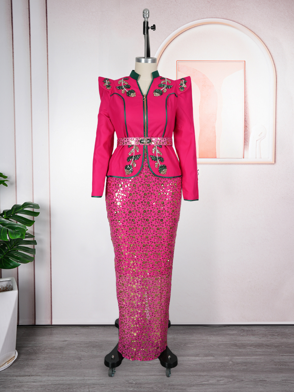 Vêtements africains grande taille pour femmes, robes de soirée et de mariage Dashiki Ankara à sequins, ensembles 2 pièces (hauts et jupes)