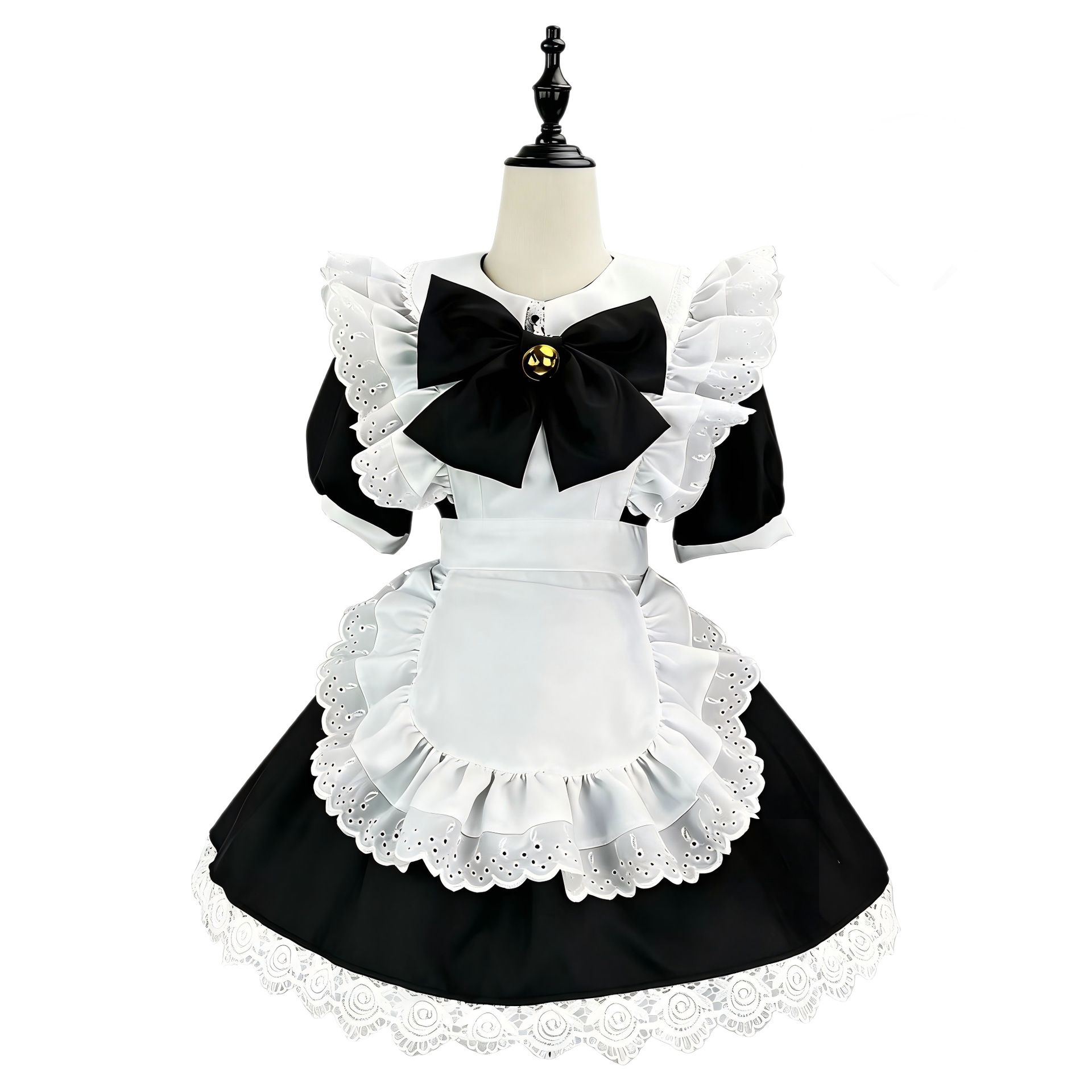 Tenue de Soubrette Lolita Anime Grande Taille pour Femme, Robe de Fête d'Halloween, Tenue Gothique Noire et Blanche pour Étudiante, Déguisement de Chat Lolita pour Femme