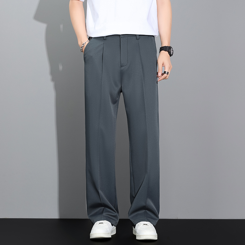 Pantalon décontracté ample et fluide pour homme, style coréen, coupe droite, léger, été 2026, kaki, gris foncé, noir