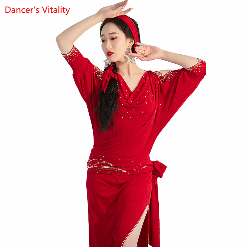 Costume de danse du ventre original pour femmes, robe baladi, vêtements d'entraînement, performance folklorique, manches mi-longues, robes balades, nouveau