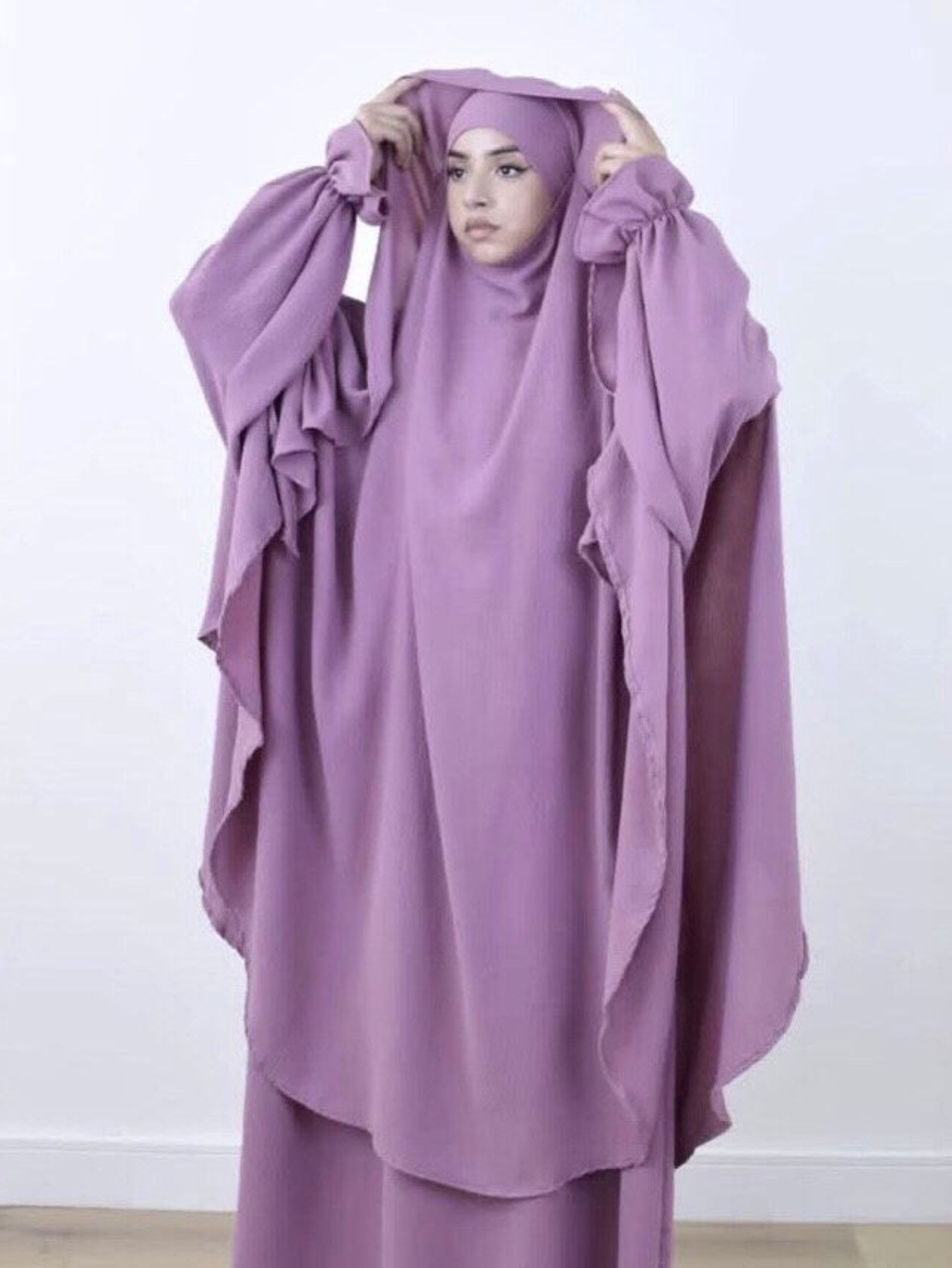 Eid femmes prière vêtement 2 pièces ensemble robe longue Khimar Abaya Ramadan musulman robes Largos robes de soirée Nipab foulard Jilbab