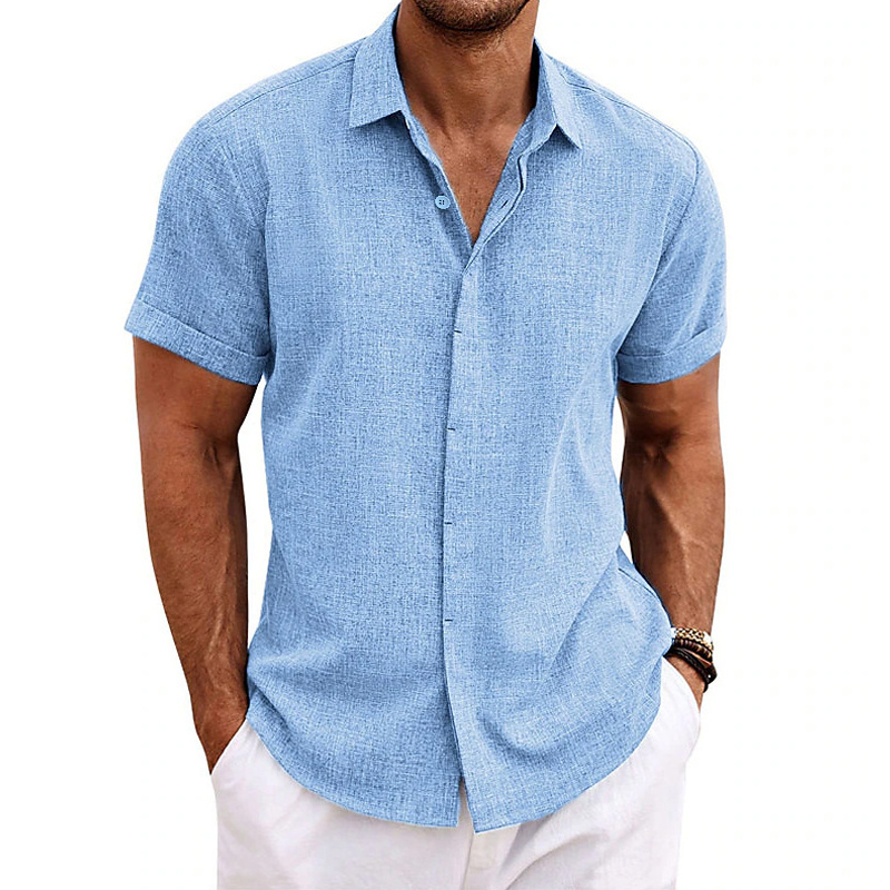 Chemise à Manches Courtes pour Homme, Chemisiers Sociaux, Solide, Formel, Élégant, Décontracté, Vêtements d'Été