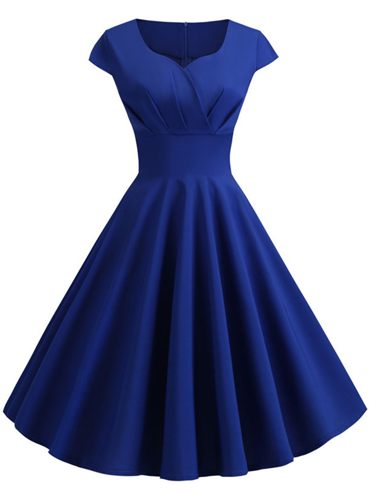 Robe d'été rose pour femmes, col en V, Vintage, élégante, rétro, pin up, fête, bureau, robes mi-longues