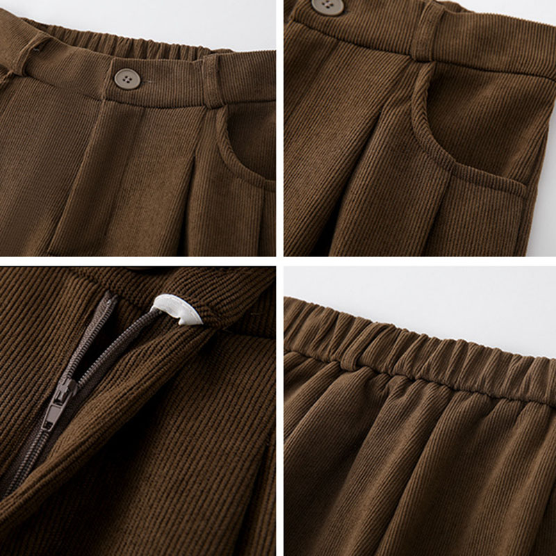 Pantalon droit taille haute en velours côtelé pour femme, pantalon large, vêtements décontractés pour femme, fjFemale, automne, hiver, nouveau