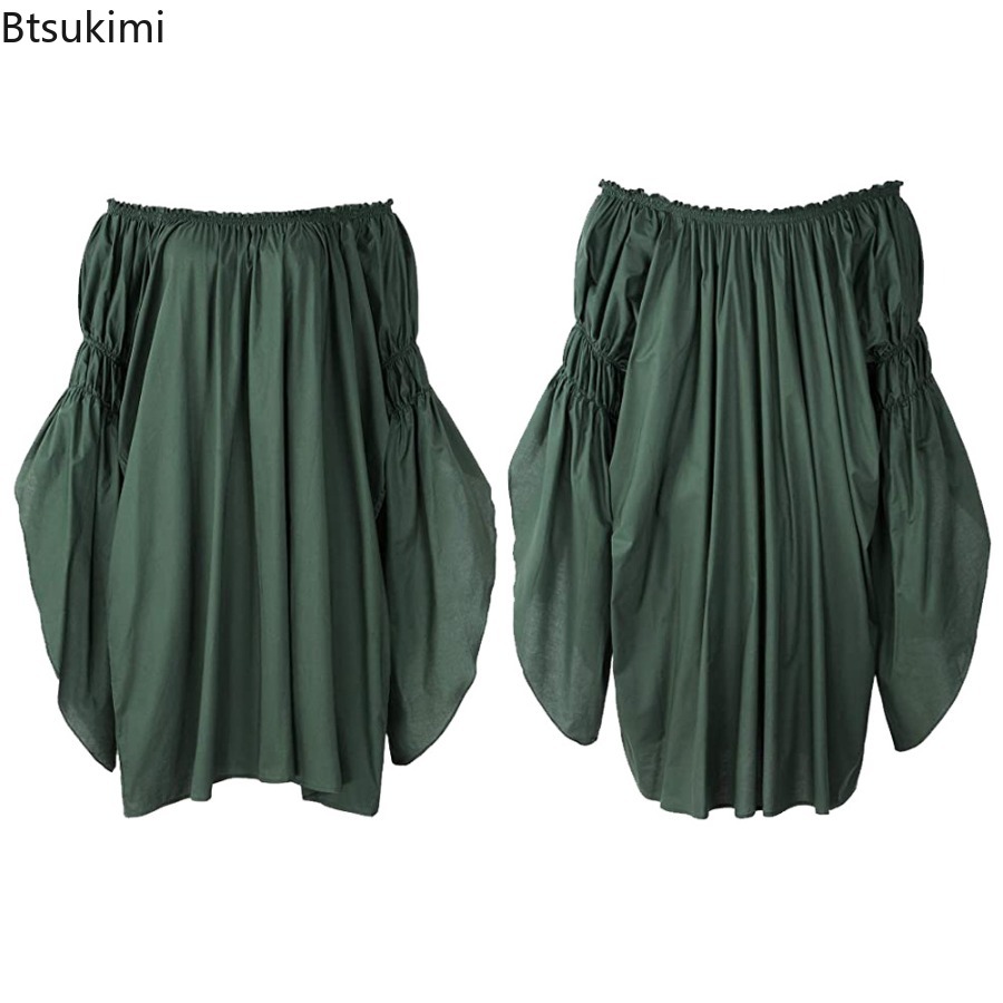 Chemisier Renaissance pour femmes, épaules dénudées, manches évasées, haut victorien, fée celtique, Robe Vintage, vêtements de Cosplay d'halloween