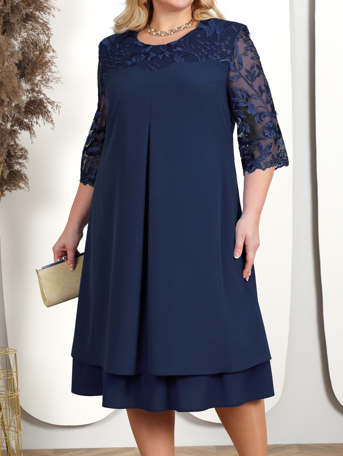Robe d'été grande taille pour femme, nouvelle mode, broderie, Patchwork, élégante, robes courbées pour fête de mariage, 2025