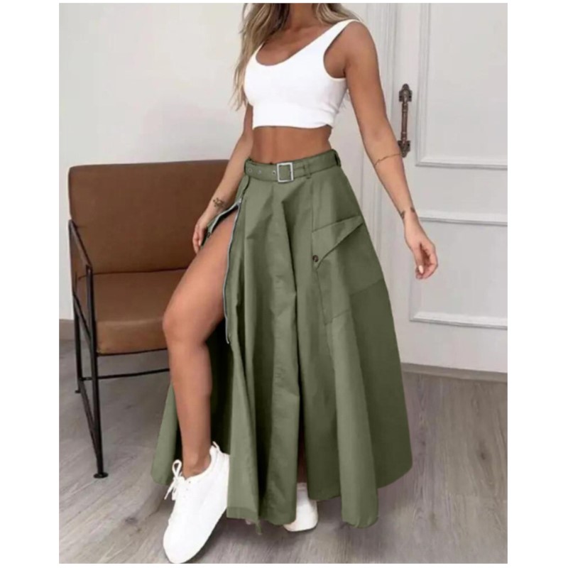 Jupes élégantes pour femmes vêtements tendance 2025 décontracté printemps été mode taille haute poches zippées irrégulières femme jupe longue