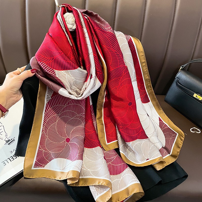 Foulard en soie de haute qualité pour femmes, couvre-chef quatre saisons, Hijab, Bandana de luxe, 90x180cm
