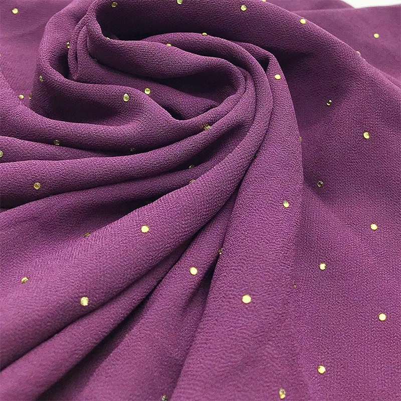 Foulard de tête en mousseline de soie doré de luxe solide doux longues foulards musulmans pour les femmes Hijab musulman femme châle et enveloppement foulard islamique