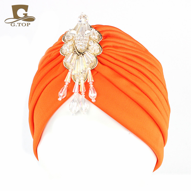 Nouveau luxe Divas turban tête enveloppement chapeau avec pendentif perlé femmes islamique intérieur Hijab casquettes arabe enveloppement tête femme musulman turbante