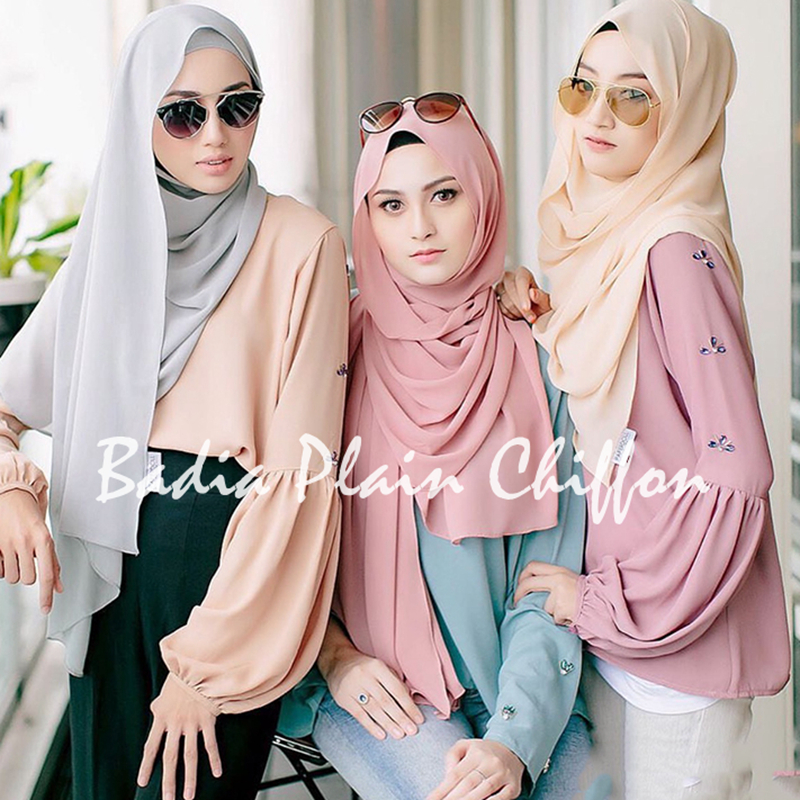 Foulard Hijab en Chiffon pour Femme 70*180cm Léger Couleur Unie Voile Musulman Long Châle Écharpe Coiffe Islamique