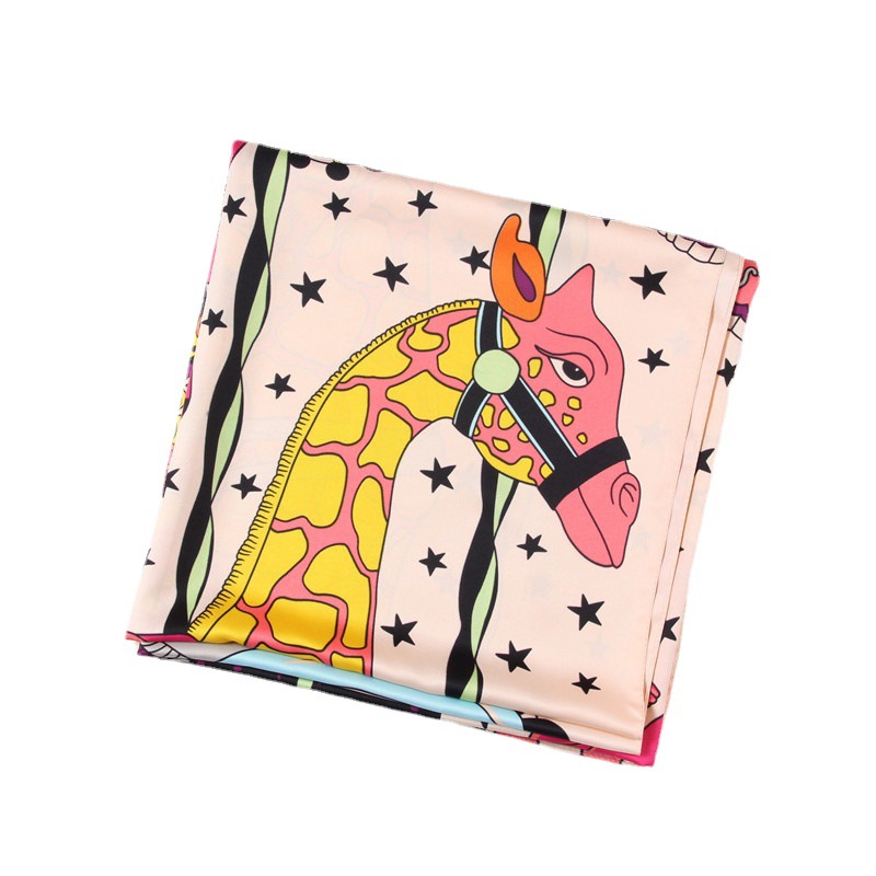 Foulard imprimé carrousel pour femmes, 130cm, sergé de luxe, 100% soie, mode, châle, plage de sable, serviette de plage, 2021
