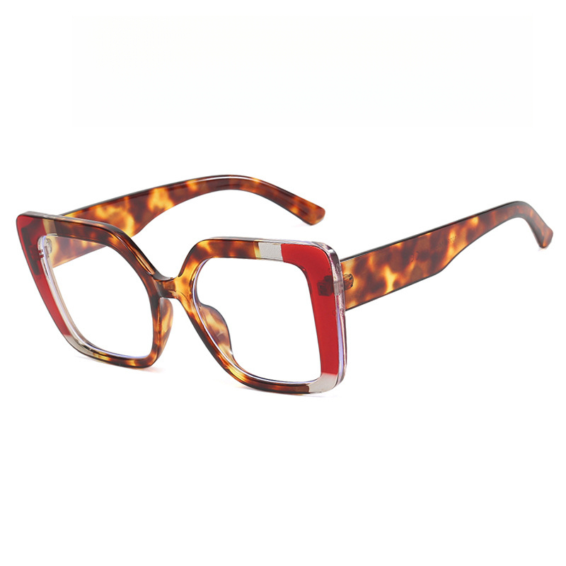 Monture de lunettes carrée de style européen, grande taille, bicolore, pour femmes, adaptée à un usage quotidien comme lunettes anti-lumière bleue.