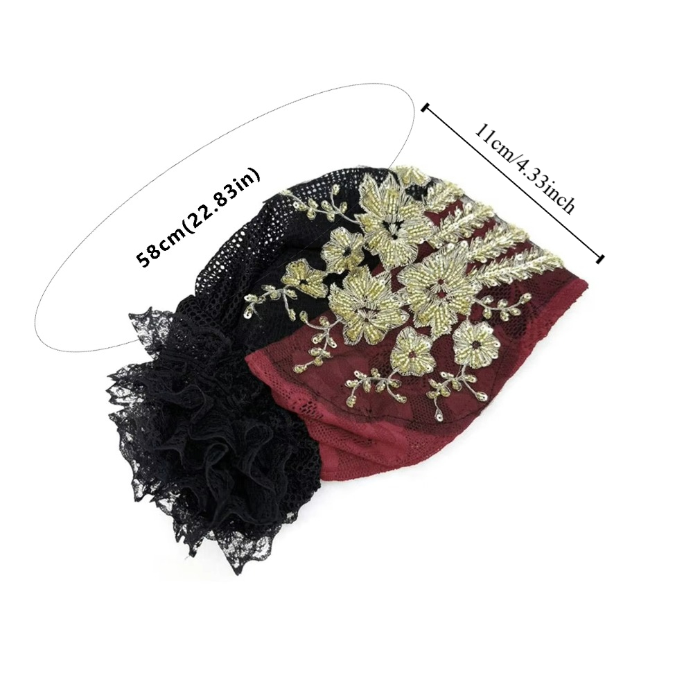 Foulard extensible en dentelle, turban, chapeau, fleur, strass, écharpe fine d'été, foulard intégral à capuche, sous-foulard islamique pour femme