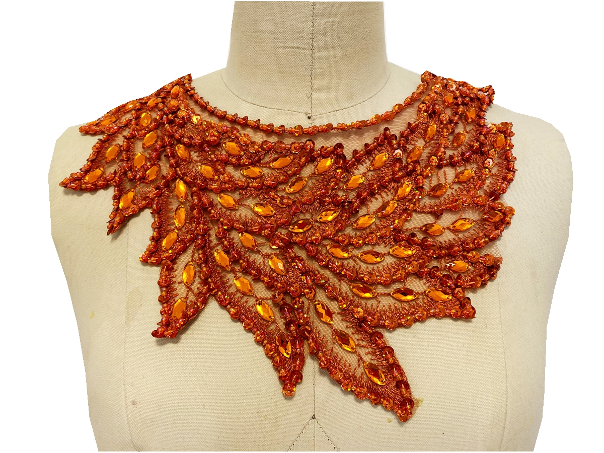 Magnifique matériau en dentelle avec des appliques de diamants lourds et de paillettes perlées, divers pour robe arabe musulmane, accessoires de décoration pour décolleté