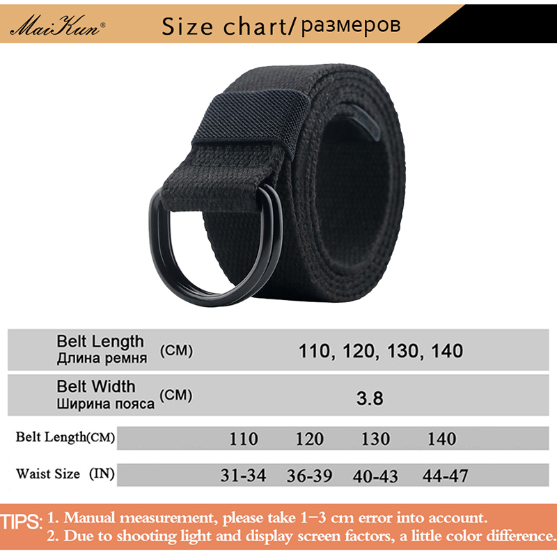 Maikun toile tactique hommes ceinture de haute qualité unisexe Double anneau en D boucle ceinture décontracté toile femme ceinture tissu pour jean