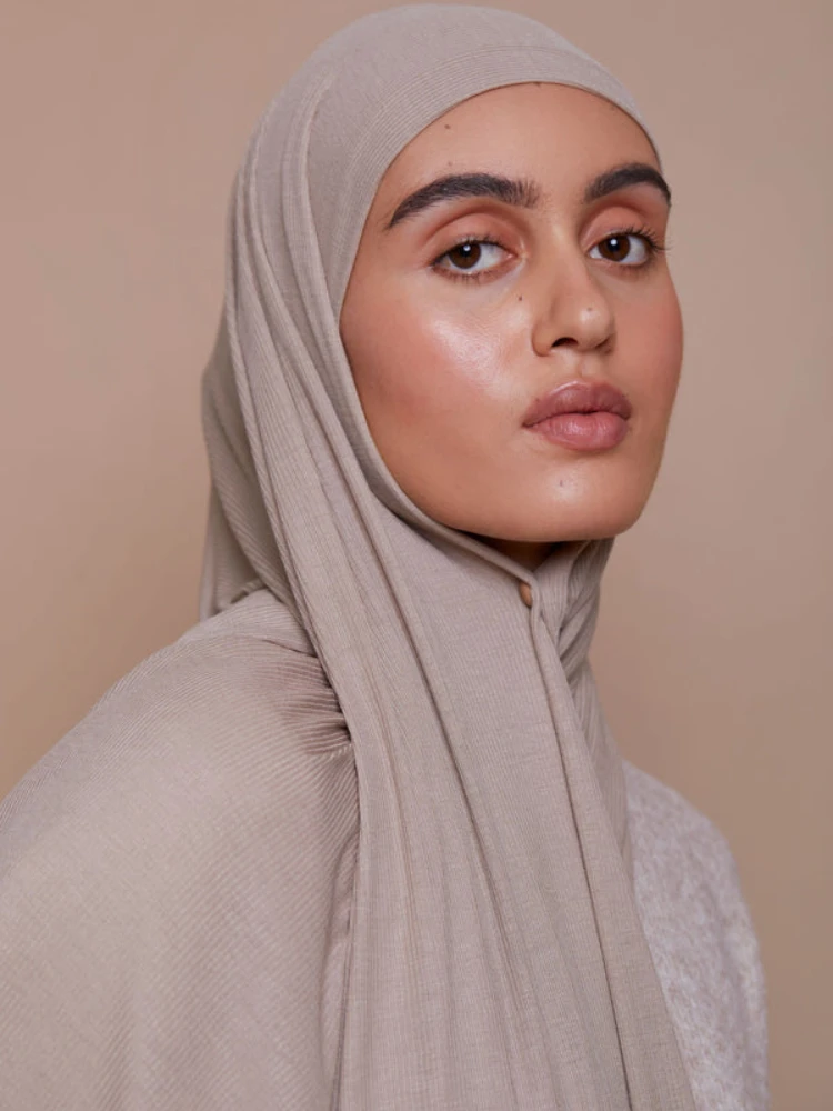 Écharpe Hijab en Jersey de Bambou pour Femme, artificiel astique, Respirant, Fil, Doux, Rayé, Sauna, Bandana, Nouvelle Collection